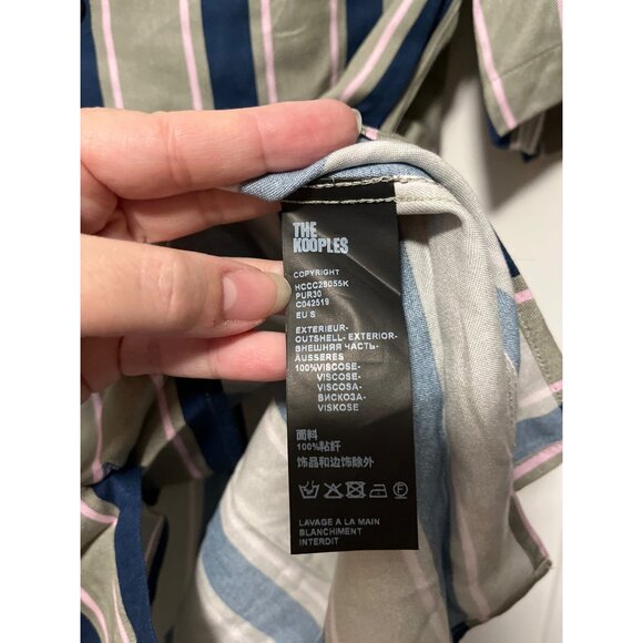 The Kooples Striped Short Sleeve Button-Up Shirt Mens Size S Viscose Blend - Picture 4 of 5